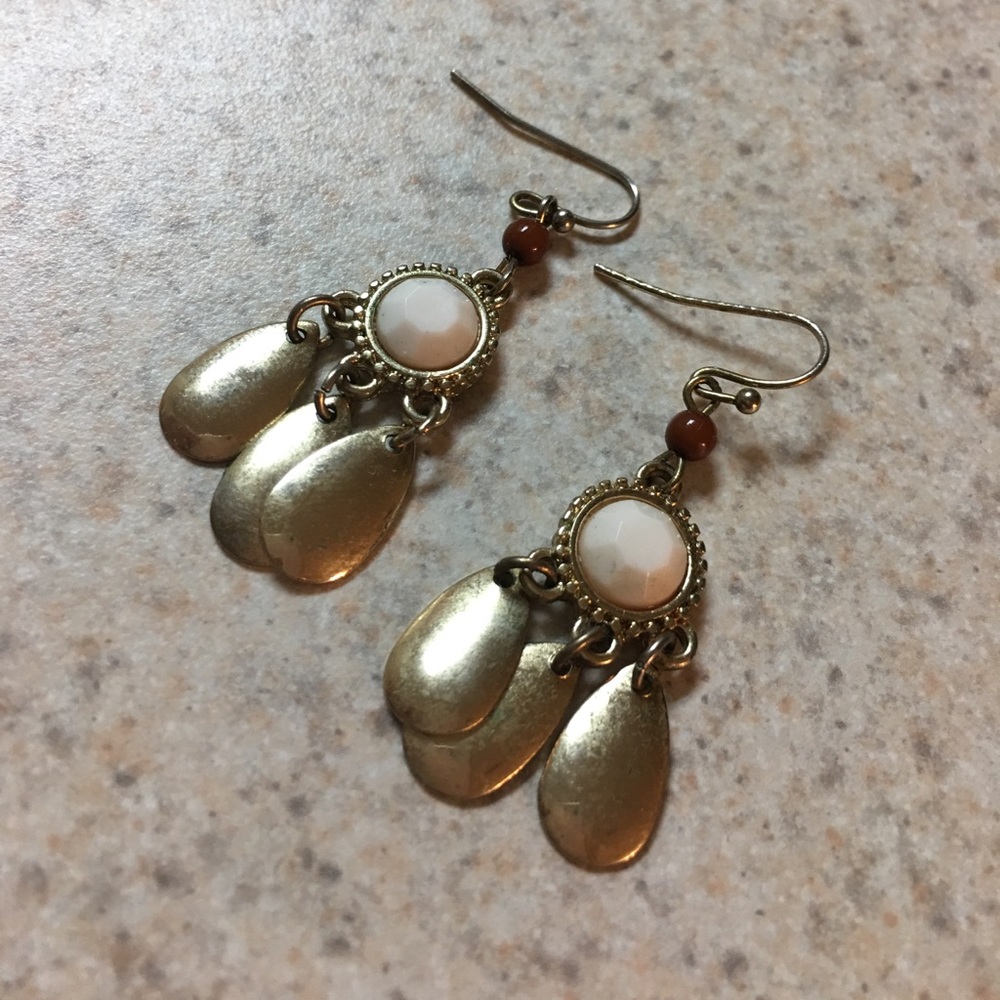 Gorgeous bohemian gold and cream earrings